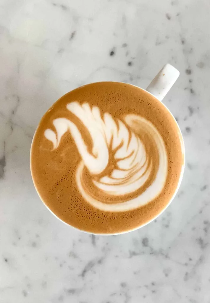 Latte art zwaan