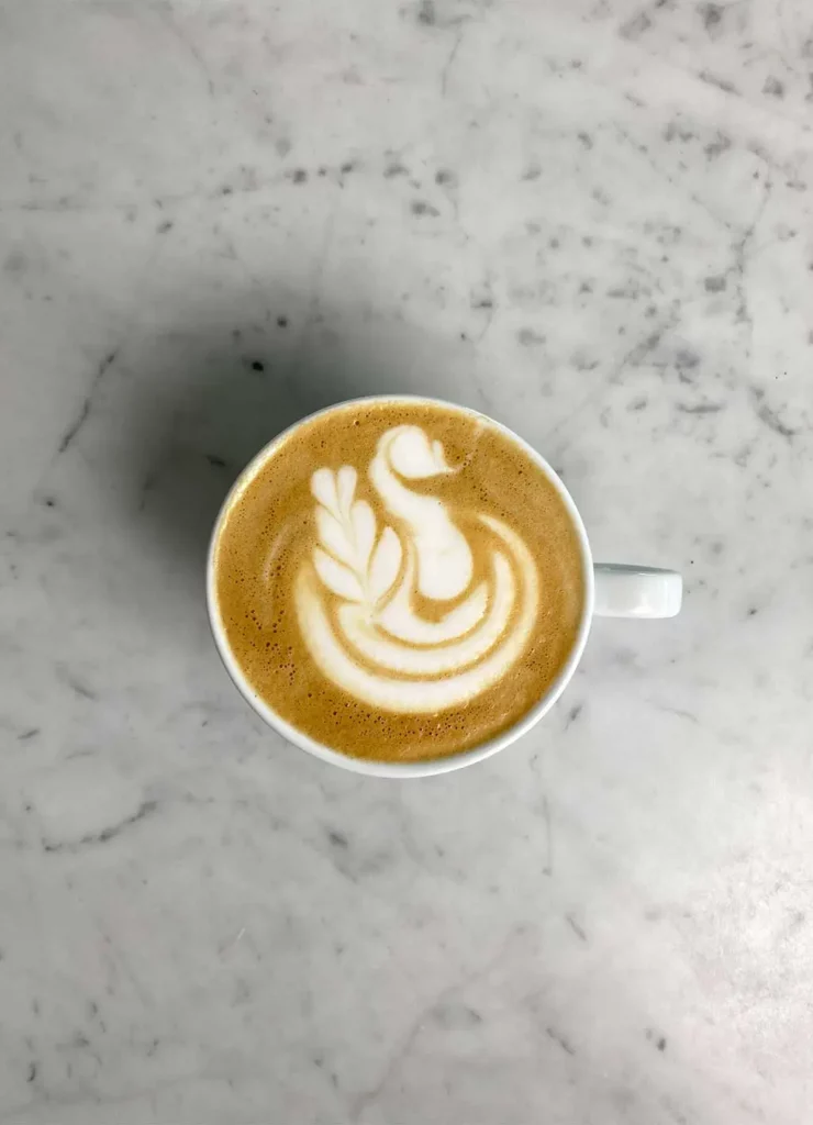 Cappuccino met zwaan latte art